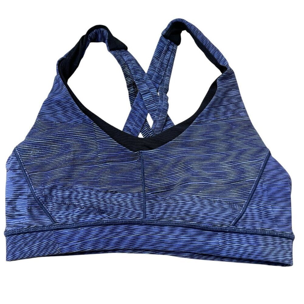 Lululemon Stash N’ Run Bra Size 4 Blue Black Gym Yoga Active Athletic Running - Picture 4 of 11